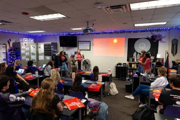 LU students visiting Port Neches-Groves High School